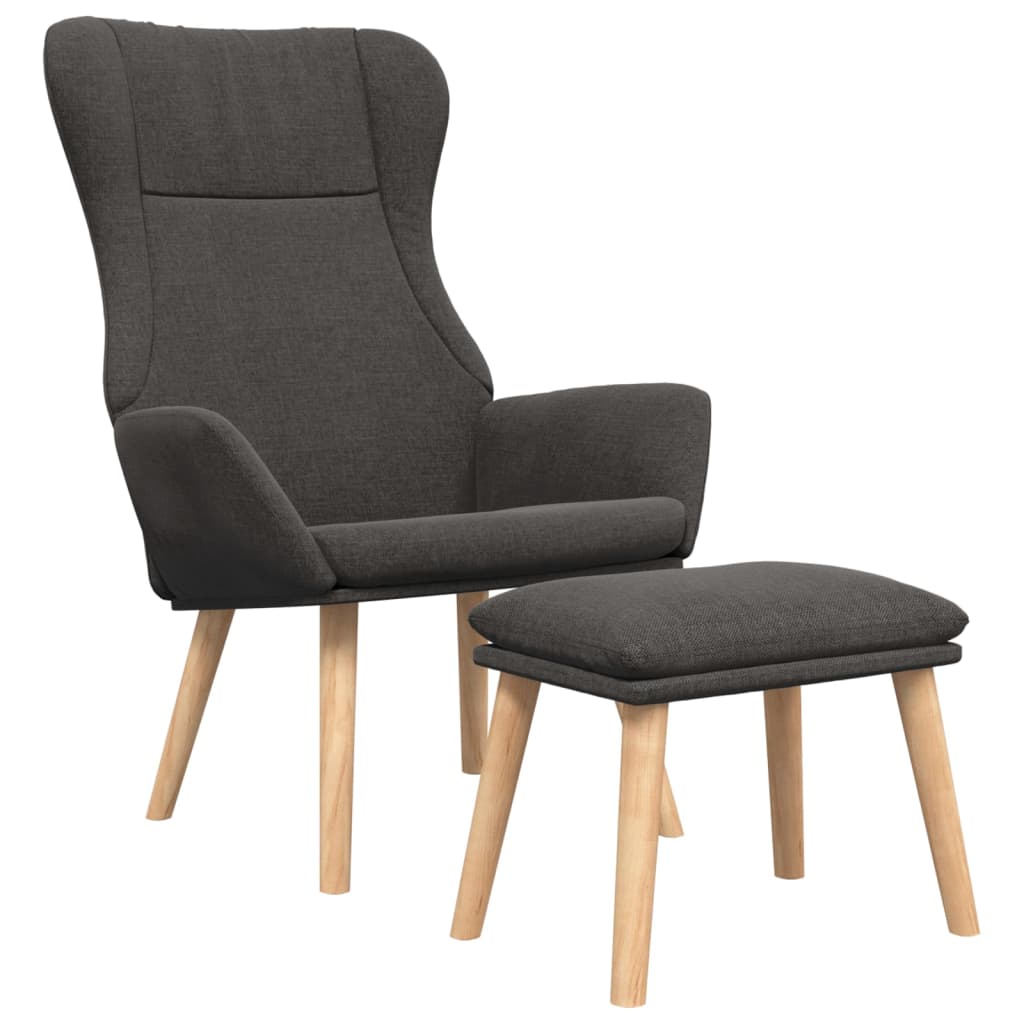 Relaxsessel mit Hocker Dunkelgrau Stoff