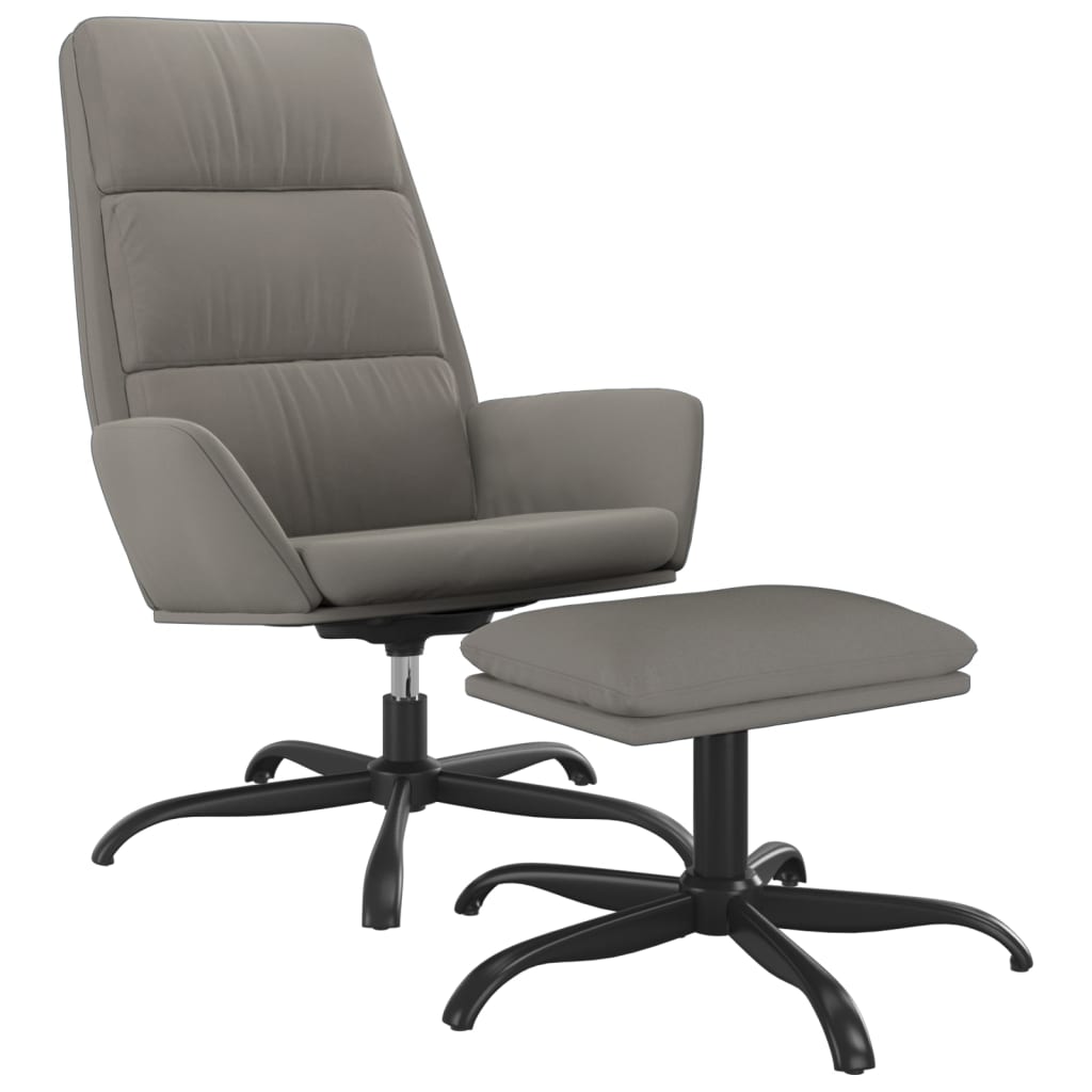 Relaxsessel mit Hocker Hellgrau Samt