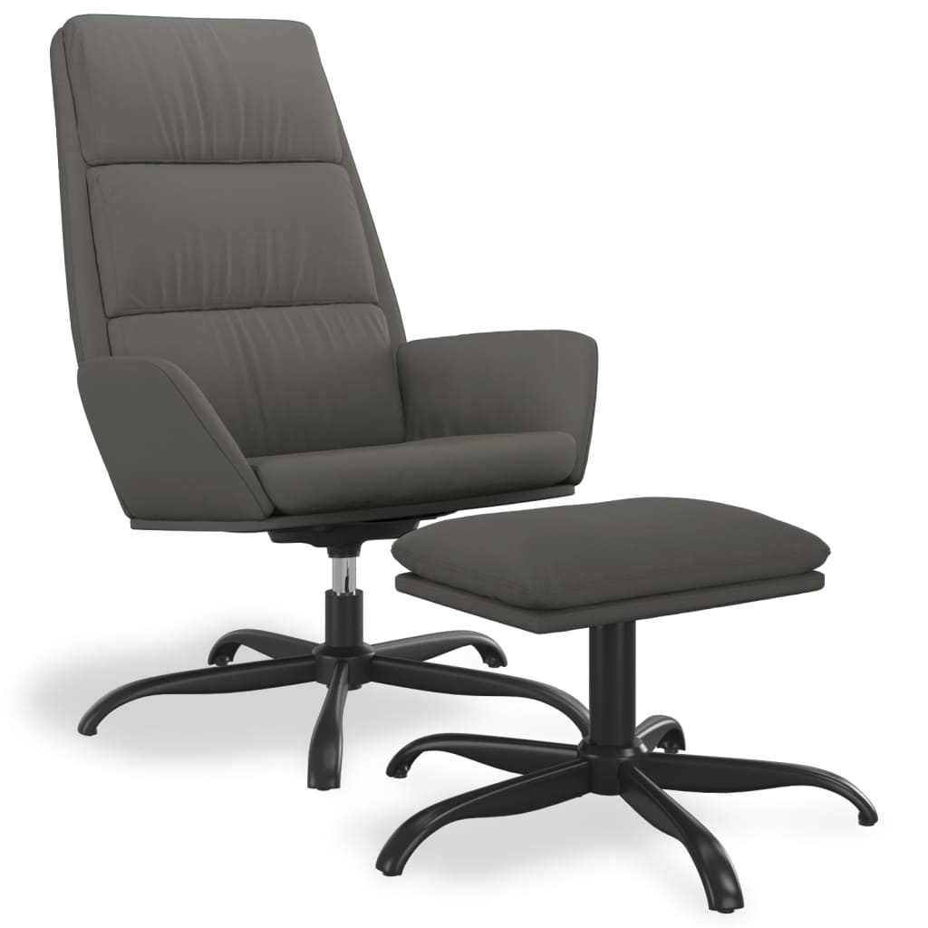 Relaxsessel mit Hocker Dunkelgrau Samt