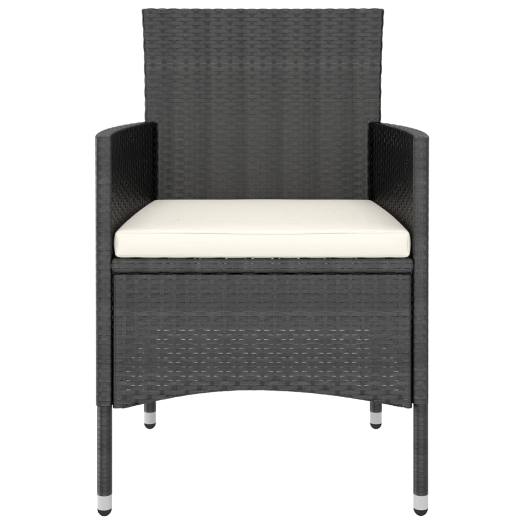 3-tlg. Garten-Essgruppe Poly Rattan Schwarz