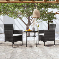 Thumbnail for 3-tlg. Garten-Essgruppe Poly Rattan Schwarz