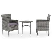 Thumbnail for 3-tlg. Garten-Essgruppe Poly Rattan Grau