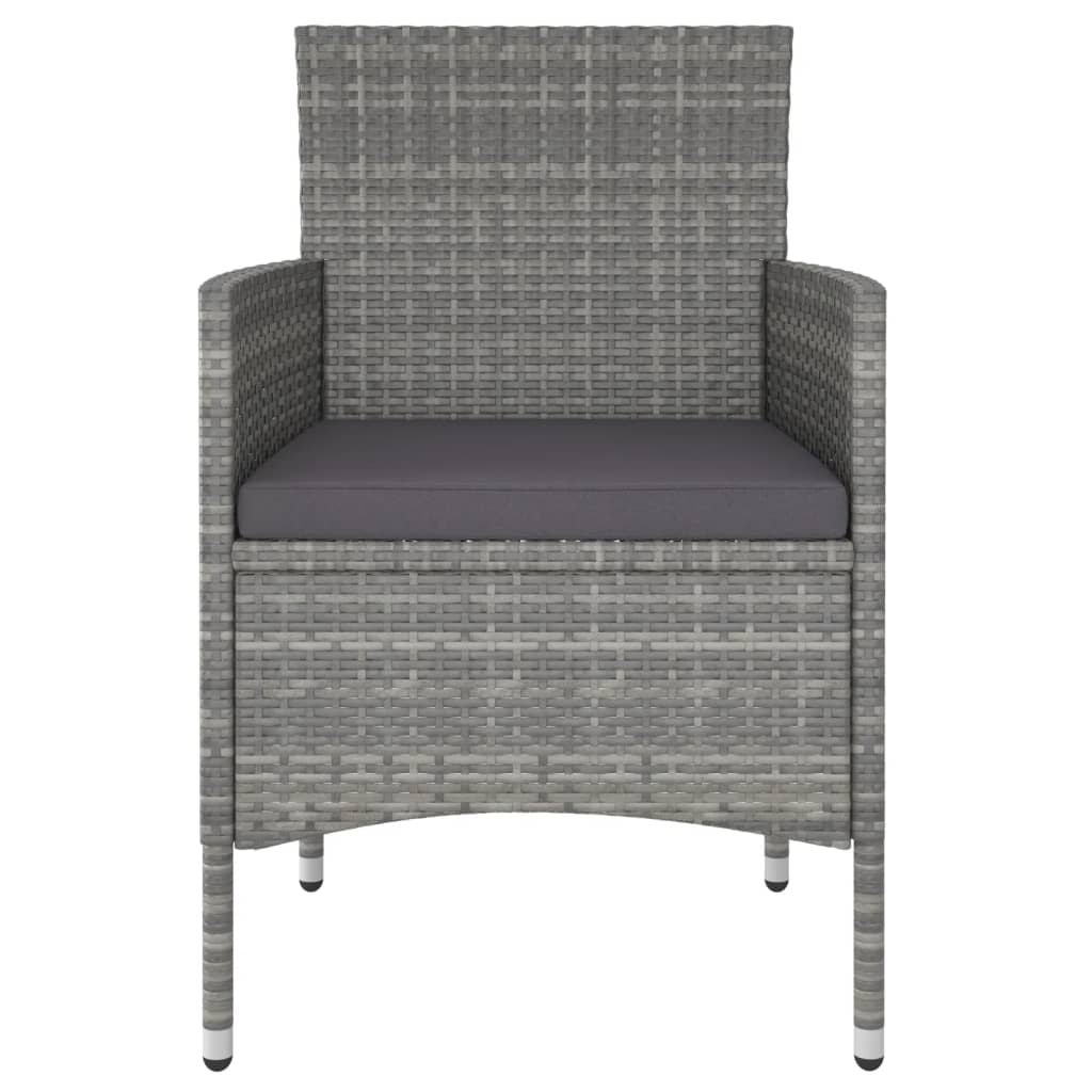 3-tlg. Garten-Essgruppe Poly Rattan Grau