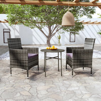 Thumbnail for 3-tlg. Garten-Essgruppe Poly Rattan Grau