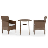 Thumbnail for 3-tlg. Garten-Essgruppe Poly Rattan Braun