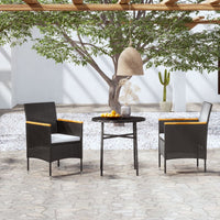 Thumbnail for 3-tlg. Garten-Essgruppe Poly Rattan Schwarz