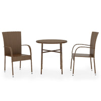 Thumbnail for 3-tlg. Garten-Essgruppe Poly Rattan Braun