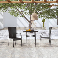 Thumbnail for 3-tlg. Garten-Essgruppe Poly Rattan Schwarz