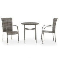 Thumbnail for 3-tlg. Garten-Essgruppe Poly Rattan Grau