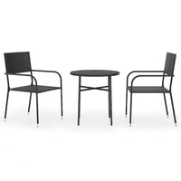 Thumbnail for 3-tlg. Garten-Essgruppe Poly Rattan Schwarz