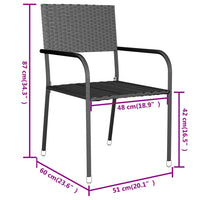 Thumbnail for 3-tlg. Garten-Essgruppe Poly Rattan Schwarz