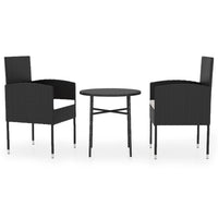 Thumbnail for 3-tlg. Garten-Essgruppe Poly Rattan Schwarz