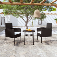 Thumbnail for 3-tlg. Garten-Essgruppe Poly Rattan Schwarz