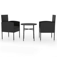 Thumbnail for 3-tlg. Garten-Essgruppe Poly Rattan Schwarz