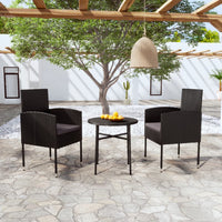 Thumbnail for 3-tlg. Garten-Essgruppe Poly Rattan Schwarz