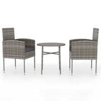Thumbnail for 3-tlg. Garten-Essgruppe Poly Rattan Anthrazit