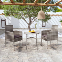 Thumbnail for 3-tlg. Garten-Essgruppe Poly Rattan Anthrazit