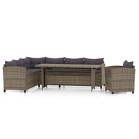 Thumbnail for 3-tlg. Garten-Lounge-Set mit Kissen Poly Rattan Grau