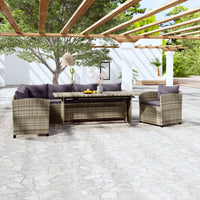 Thumbnail for 3-tlg. Garten-Lounge-Set mit Kissen Poly Rattan Grau