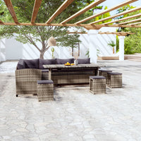 Thumbnail for 6-tlg. Garten-Lounge-Set mit Kissen Poly Rattan Grau