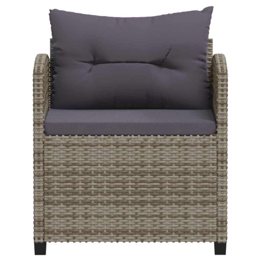 7-tlg. Garten-Lounge-Set mit Auflagen Poly Rattan Grau