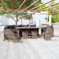 Thumbnail for 7-tlg. Garten-Lounge-Set mit Auflagen Poly Rattan Grau