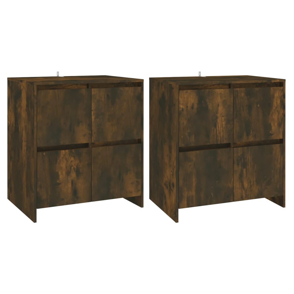 Sideboards 2 Stk. Räuchereiche 70x41x75 cm Spanplatte