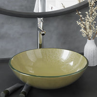 Thumbnail for Badezimmer Waschbecken mit Wasserhahn und Ablaufgarnitur Gold gehärtetes Glas