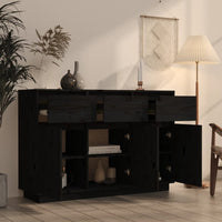 Thumbnail for Sideboard Schwarz 110x34x75 cm Massivholz Kiefer
