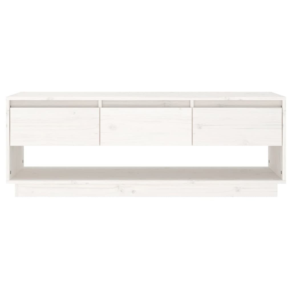 TV-Schrank Weiß 110,5x34x40 cm Massivholz Kiefer