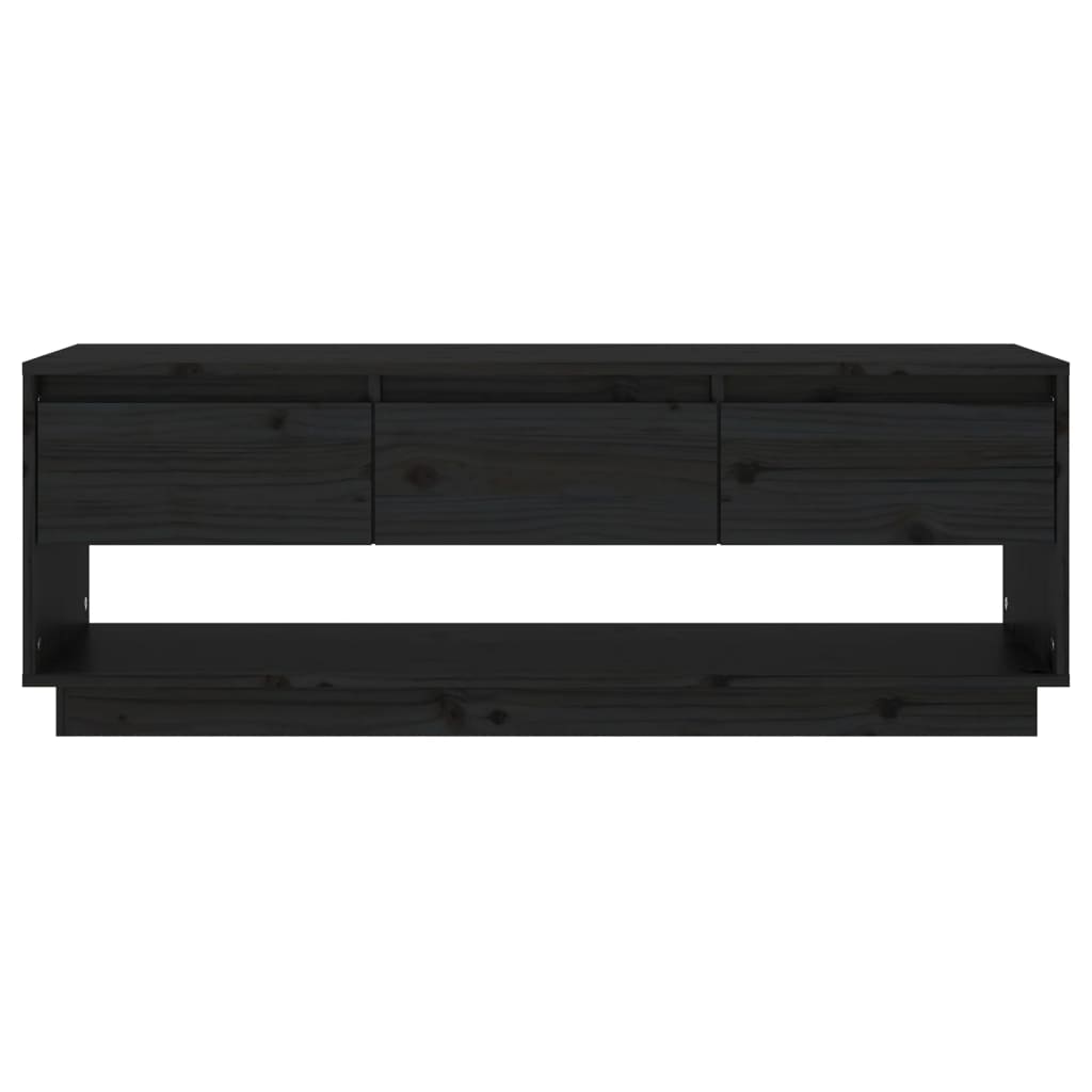 TV-Schrank Schwarz 110,5x34x40 cm Massivholz Kiefer