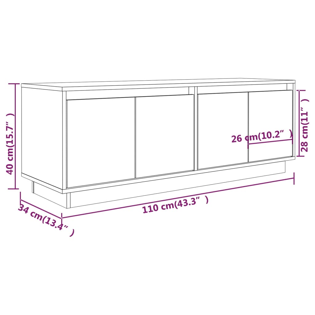 TV-Schrank Grau 110x34x40 cm Massivholz Kiefer