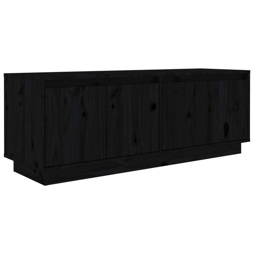 TV-Schrank Schwarz 110x34x40 cm Massivholz Kiefer