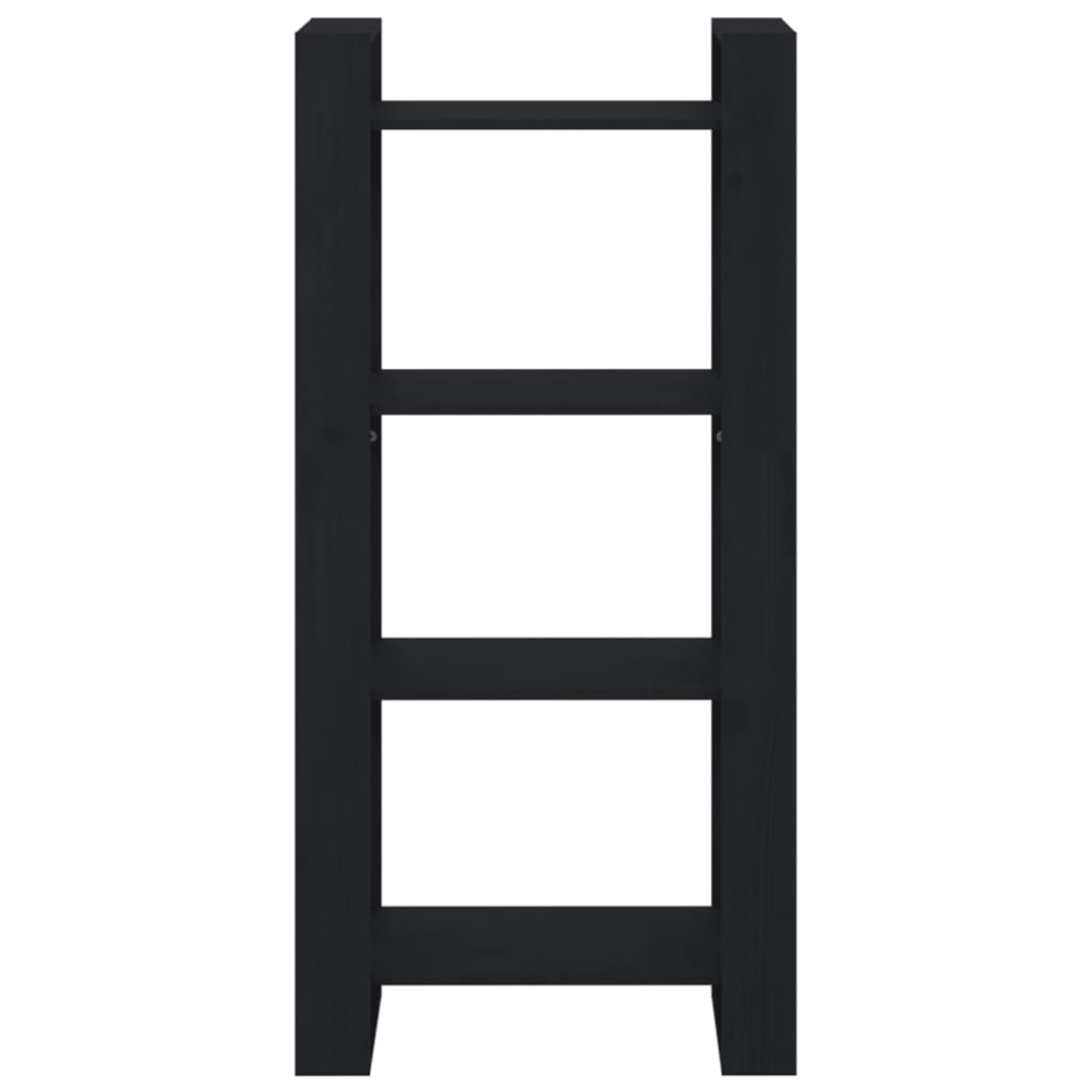 Bücherregal/Raumteiler Schwarz 60x35x125 cm Massivholz