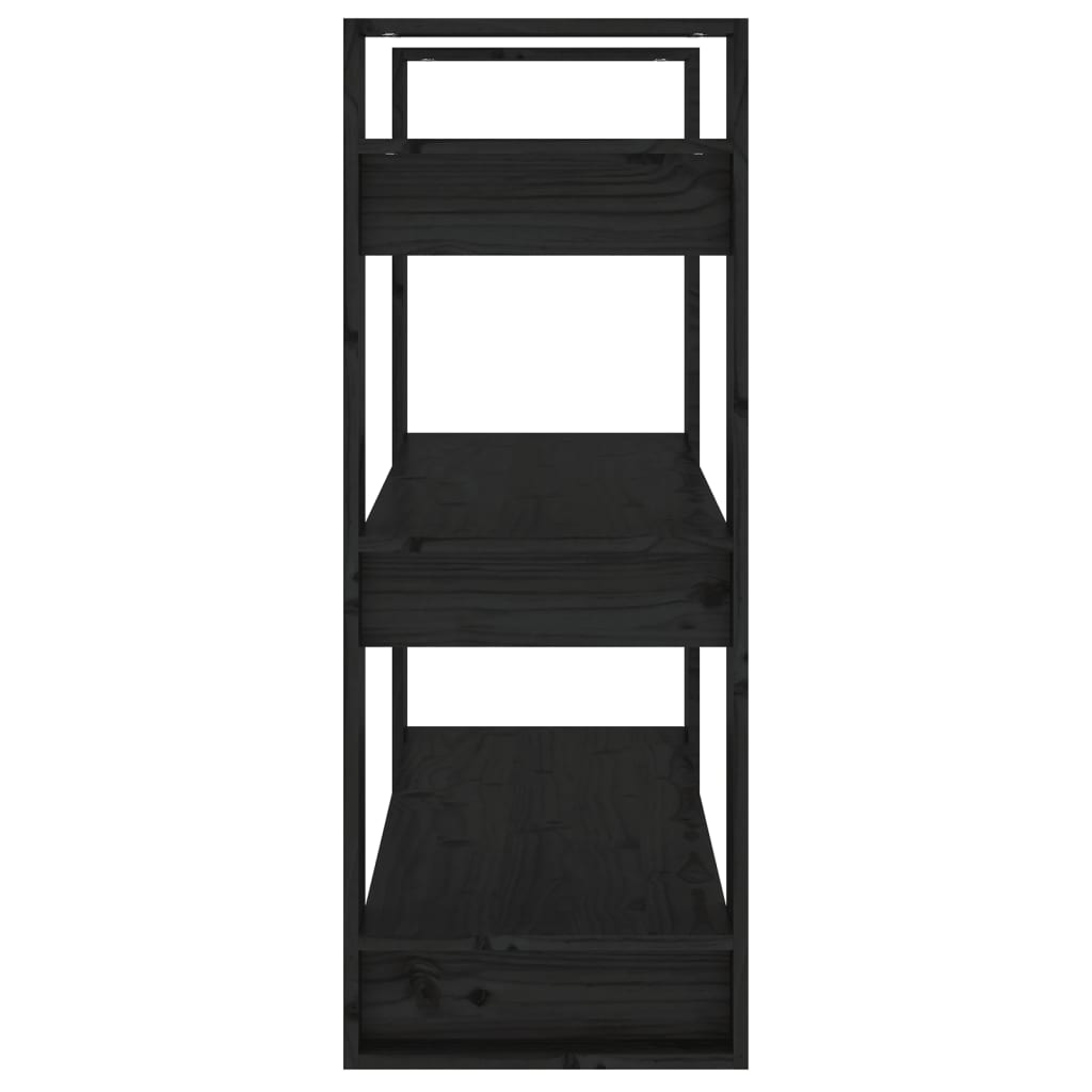 Bücherregal/Raumteiler Schwarz 80x35x91 cm Massivholz Kiefer