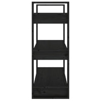 Thumbnail for Bücherregal/Raumteiler Schwarz 80x35x91 cm Massivholz Kiefer