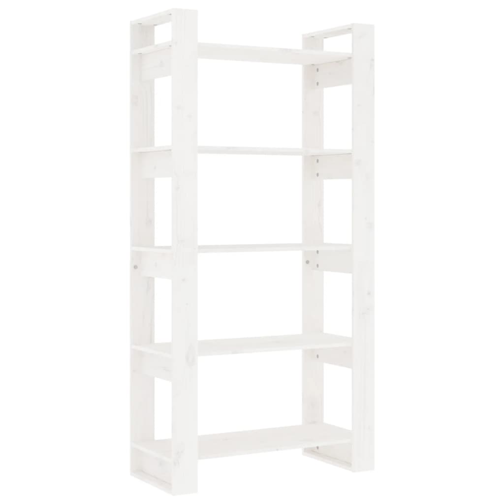 Bücherregal/Raumteiler Weiß 80x35x160 cm Massivholz