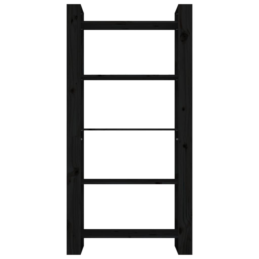 Bücherregal/Raumteiler Schwarz 80x35x160 cm Massivholz