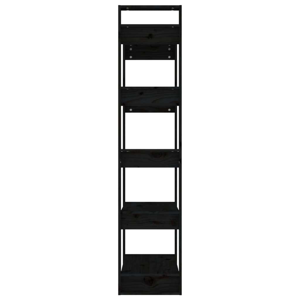 Bücherregal/Raumteiler Schwarz 80x35x160 cm Massivholz