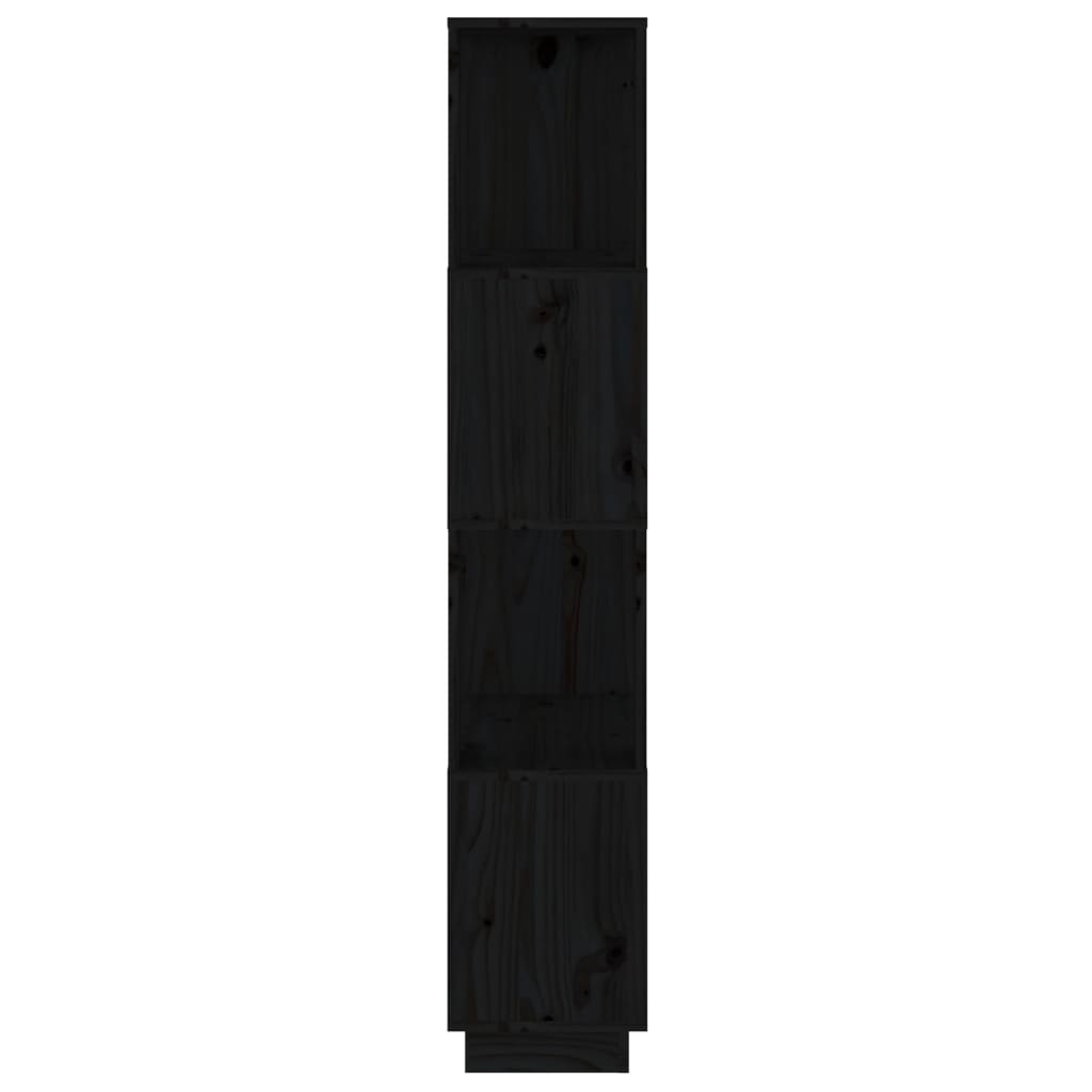Bücherregal/Raumteiler Schwarz 51x25x132 cm Massivholz Kiefer