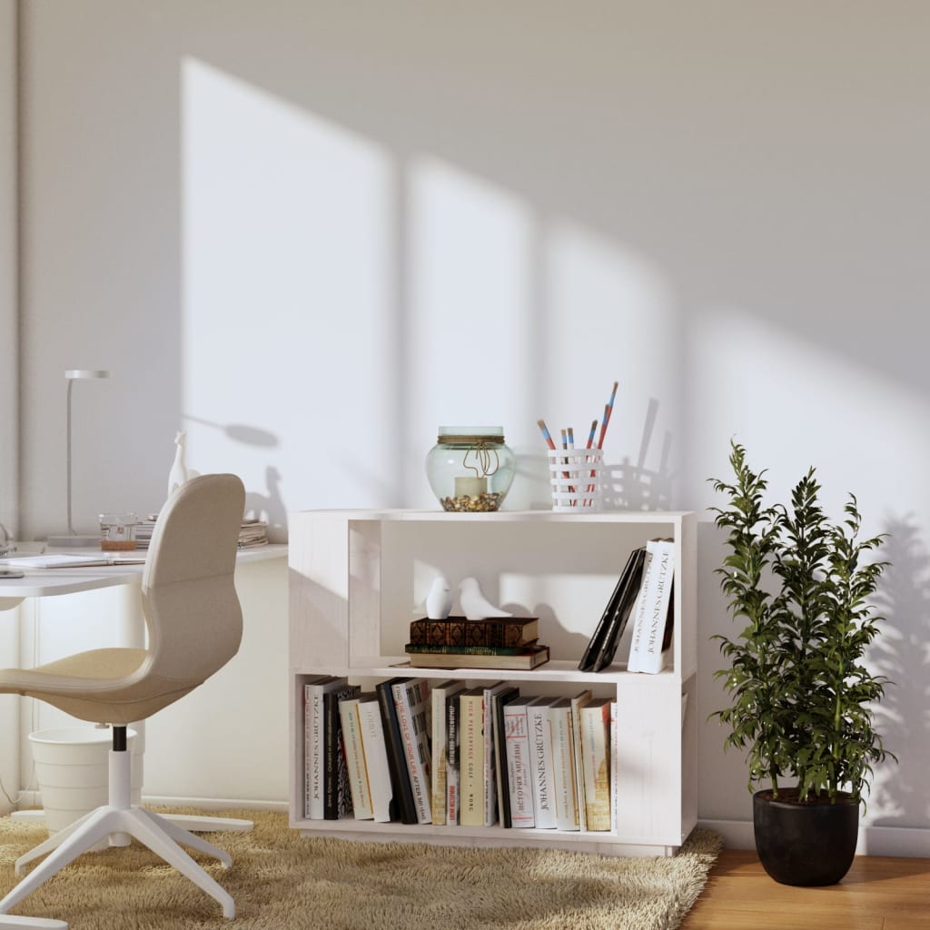 Bücherregal/Raumteiler Weiß 80x25x70 cm Massivholz Kiefer