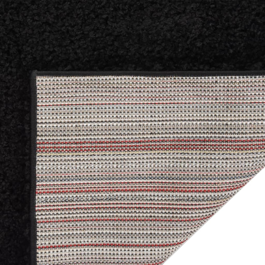 Teppich Shaggy Hochflor Schwarz 80x150 cm