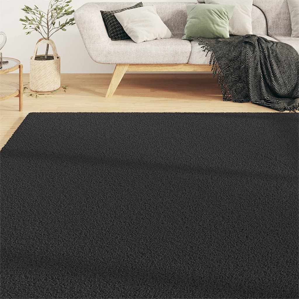 Teppich Shaggy Hochflor Schwarz 140x200 cm