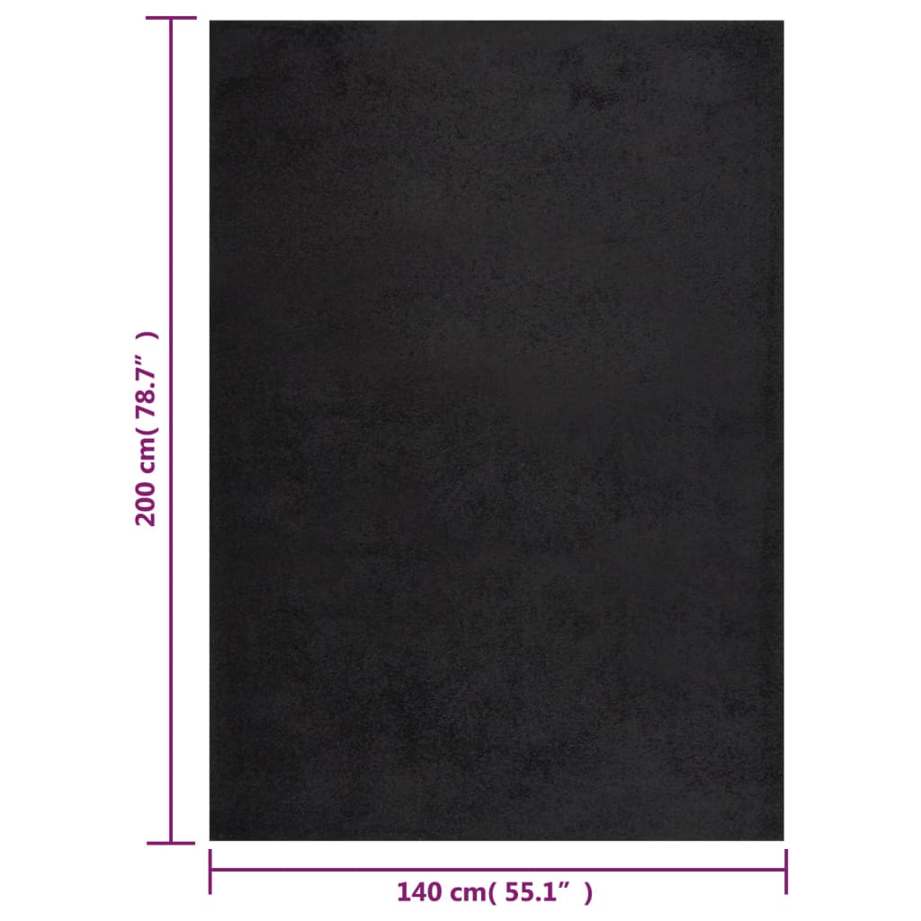 Teppich Shaggy Hochflor Schwarz 140x200 cm