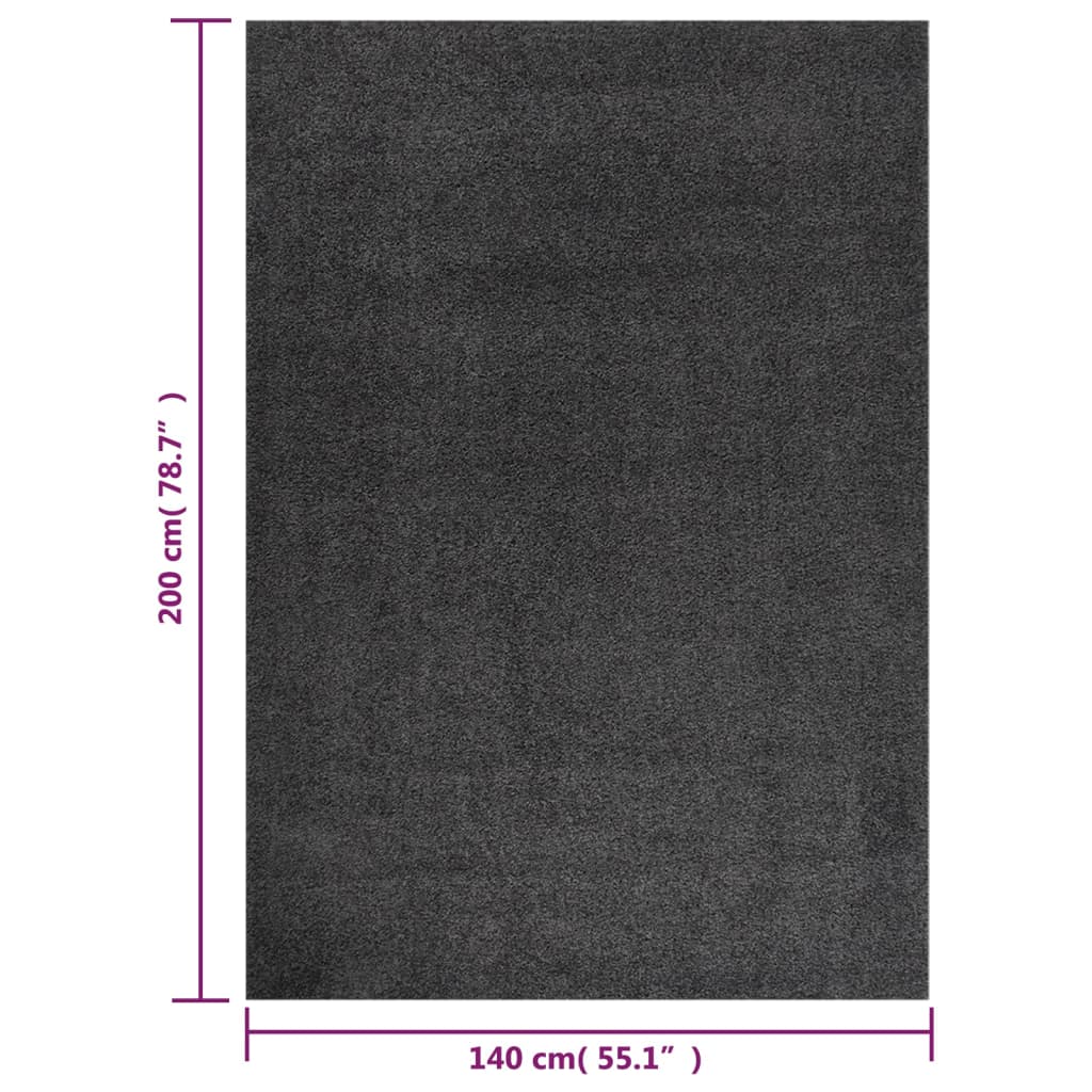 Teppich Shaggy Hochflor Anthrazit 140x200 cm
