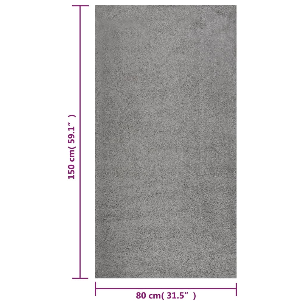 Teppich Shaggy Hochflor Grau 80x150 cm