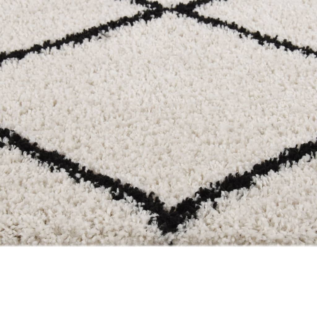 Teppich Shaggy Hochflor Schwarz und Creme 120x170 cm