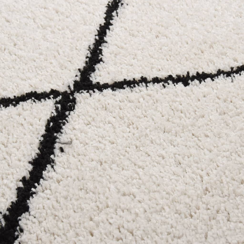 Teppich Shaggy Hochflor Schwarz und Creme 120x170 cm
