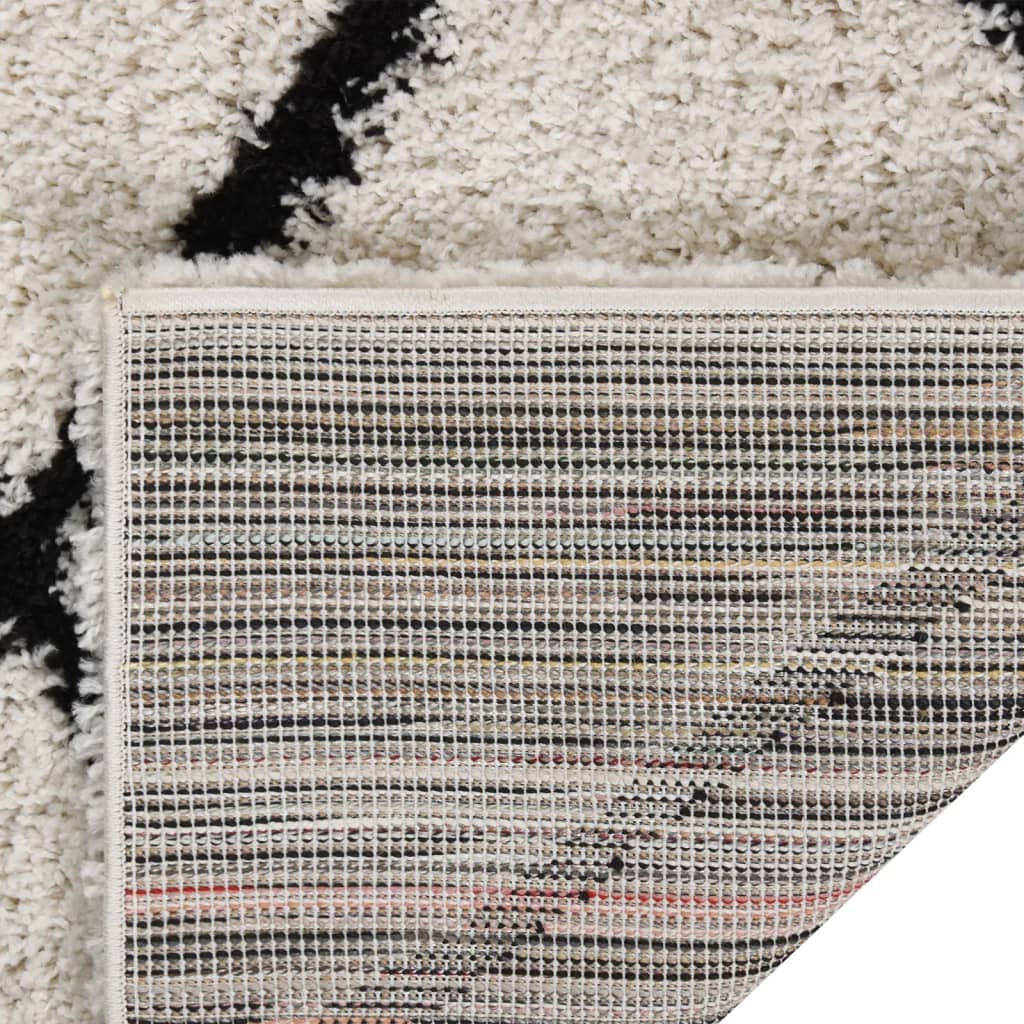 Teppich Shaggy Hochflor Schwarz und Creme 120x170 cm