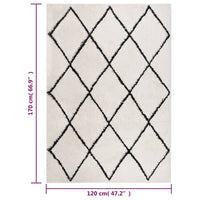Thumbnail for Teppich Shaggy Hochflor Schwarz und Creme 120x170 cm